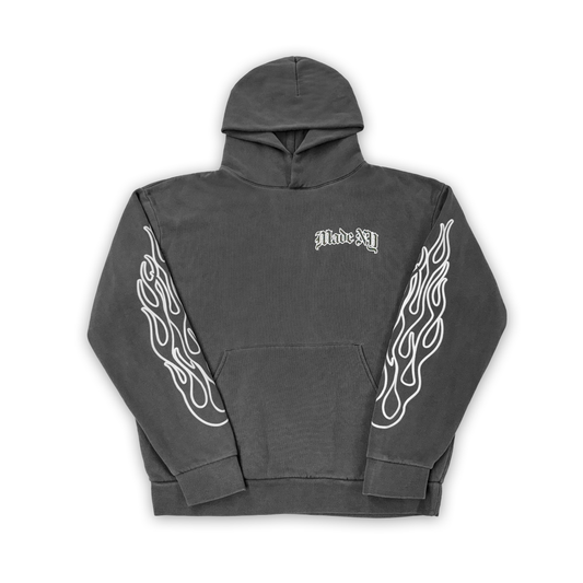MADENY FLAME HOODIE (DYE SMOKE GREY)