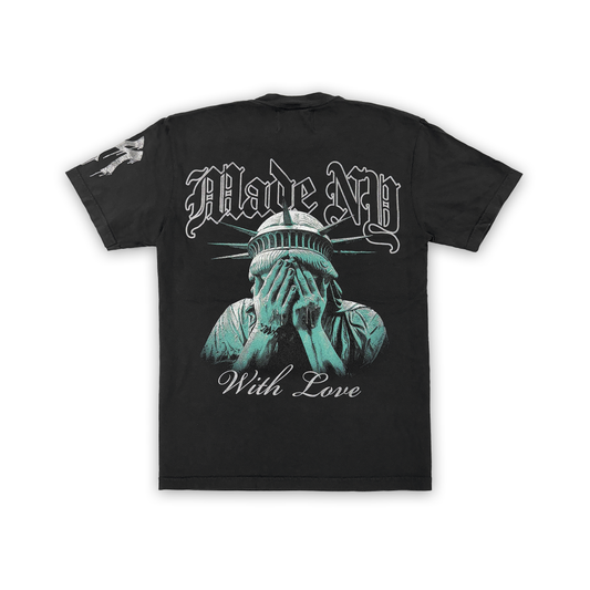 LADY LIBERTY POCKET TEE (WASHED BLACK)