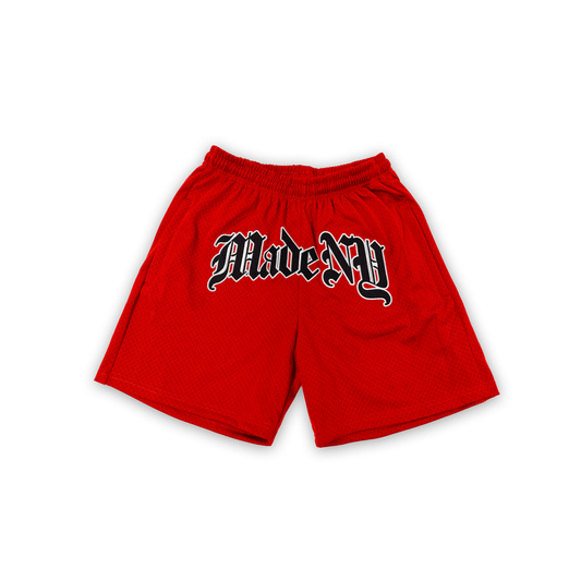 NY TIMES MESH SHORTS (RED/BLK)